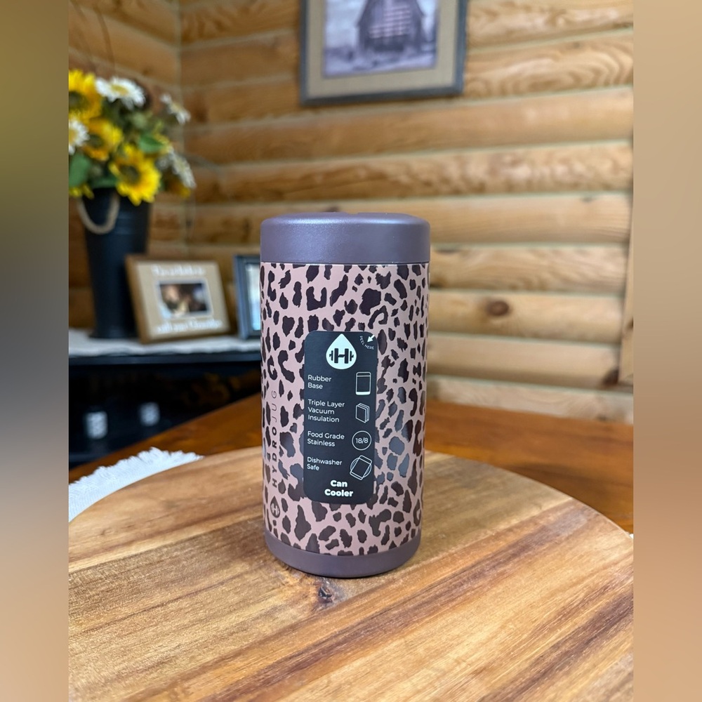 BROWN LEOPARD Hydrojug 16oz Standard Can Cooler